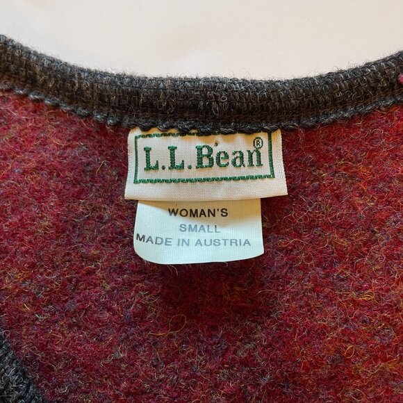 LL Bean Blazer Jacket Burgundy Button-Up Cardigan Wool Made In Austria VTG - Picture 4 of 15